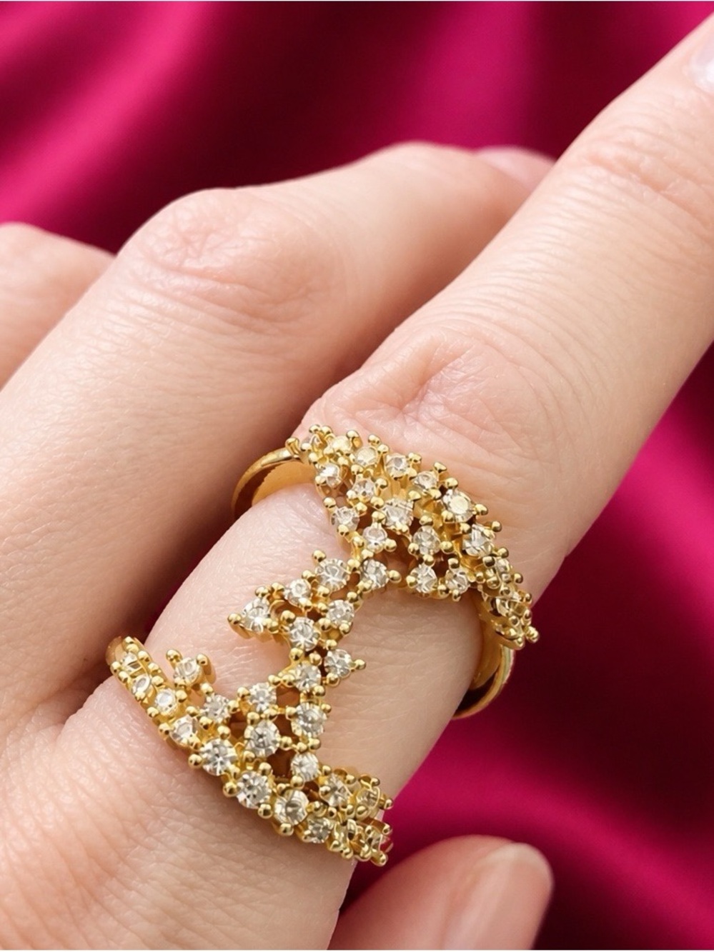BaubleBar Adjustable Yellow-Gold CZ stones, gold plated. Brand new!
